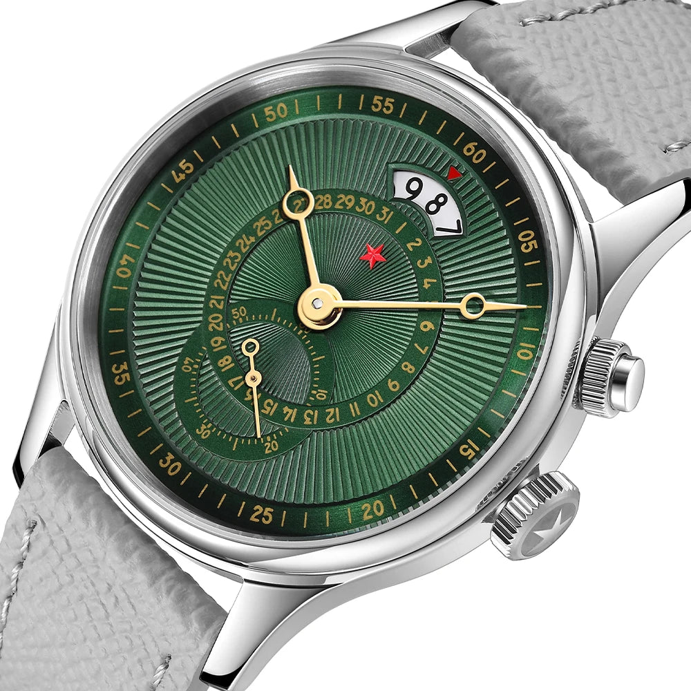 Red Star 40mm Premium Men's Watch with Seagull ST1716 Movement 3ATM Waterproof Calendar Automatic Mechanical Watch for Men