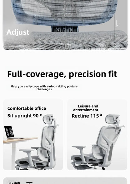 Adjustable Ergonomic Mesh Office Chair, Breathable High Back Computer Desk Chair with 6D Lumbar Support & Retractable Footrest
