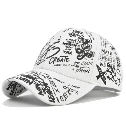 Trendige Unisex-Baseballkappe mit Graffiti-Print – Bunte, bemalte Schirmkappe