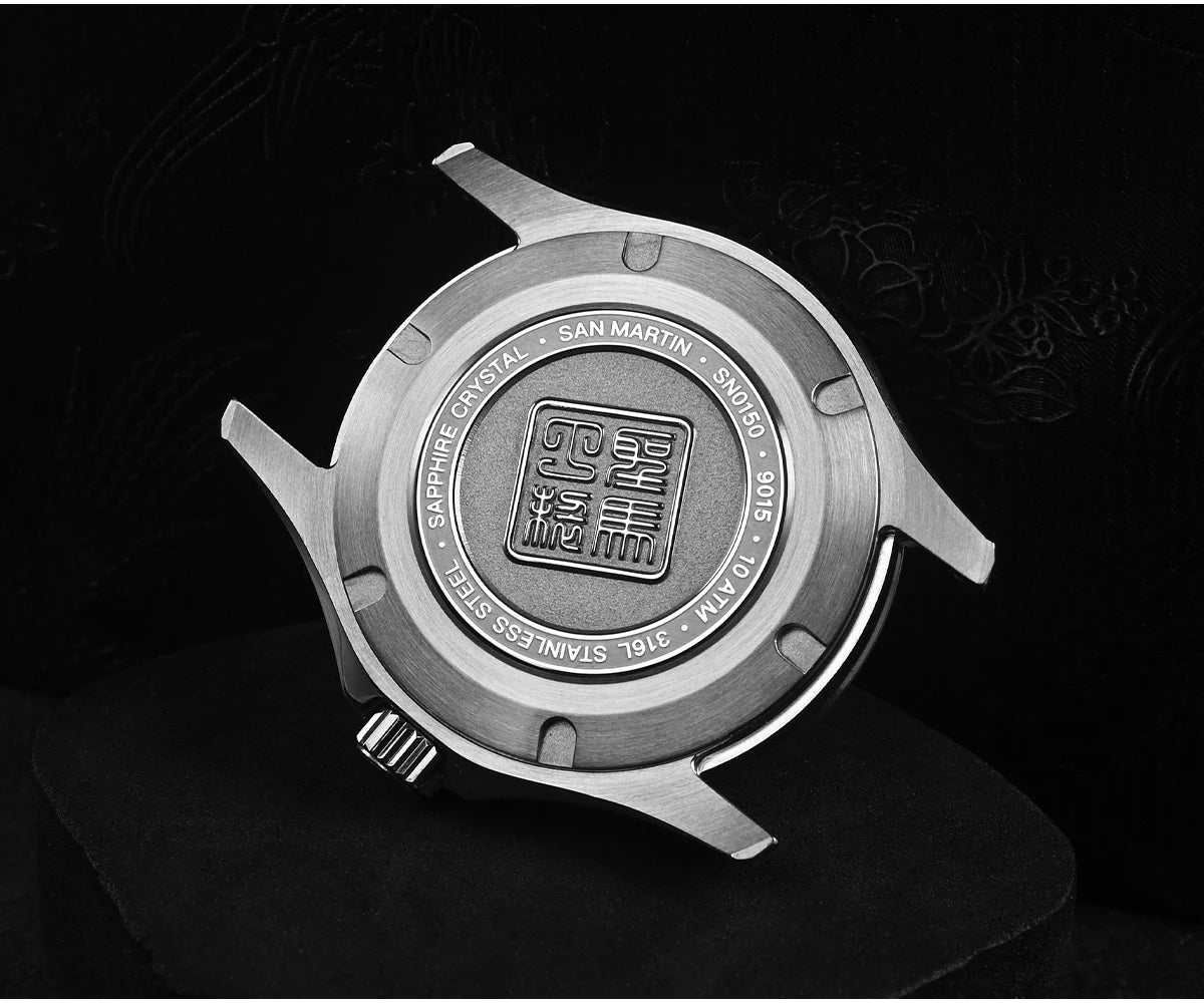 San Martin 39mm Miyota 9015 Turbine Guilloche MOP Dial Men Luxury Watch Automatic 3H Date Quick Adjust BGW-X1 Luminous SN0150-1