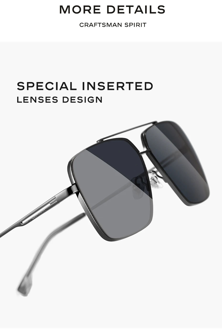 CAPONI Nylon Polarized Sunglasses For Men Square Driving Fashionable Alloy Shades Anti-Glare UV400 Protection Sun Glasses CP1325