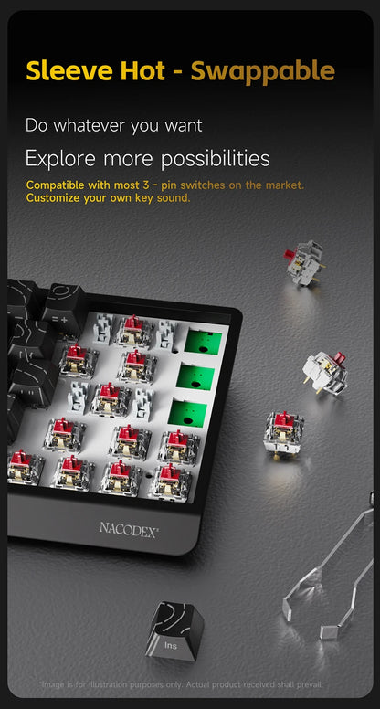 AJAZZ NK68 V2 Wired Mechanical Keyboard Plug and Play 65% Layout Design Sleeve Hot 68-Key Keyboard Colorful Backlight for PC