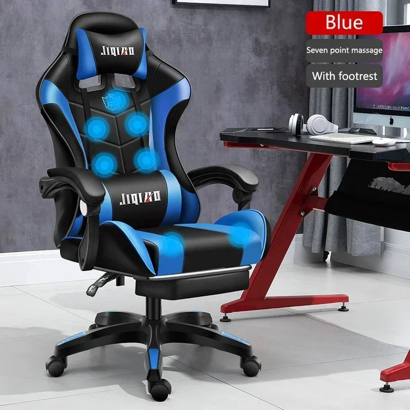 Ergonomic Gaming Chair with Massage Function, RGB Light Swivel Recliner Office Chair, Adjustable High Quality Computer Gamer Chair