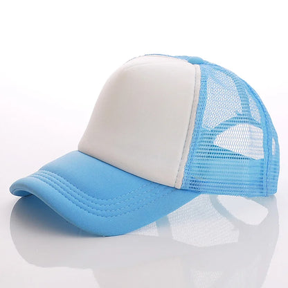 Candy Color Sublimation Blank Baseball Hats Travel Trucker Plain Mesh Sports Outdoor Snapback Cap for Men Boys Women Girls