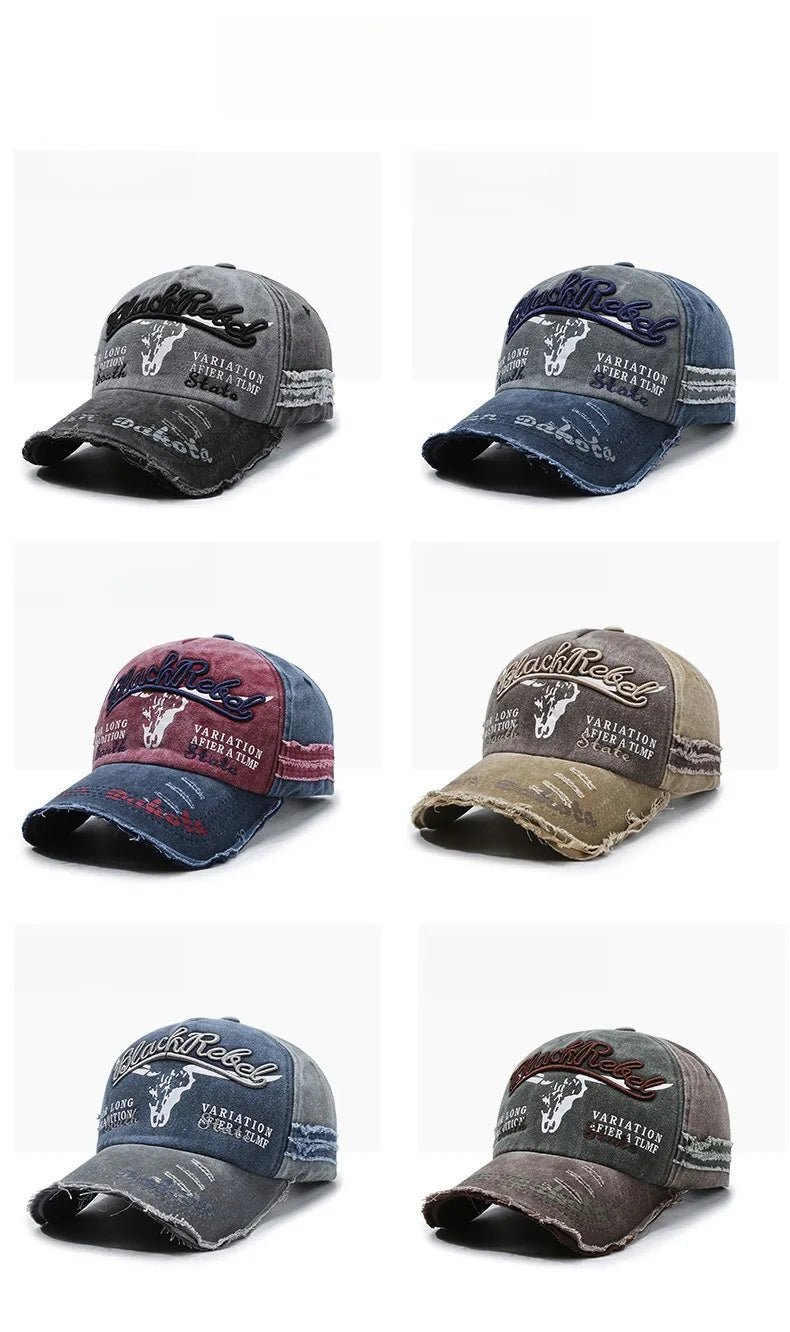 Nuovo cappellino da baseball da uomo in cotone lavato, stile retrò, per tutte le stagioni, cappello sportivo da outdoor da uomo, accessorio maschile