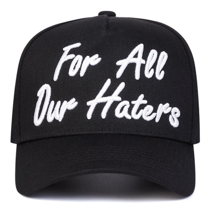 Czapki z daszkiem unisex z haftem „FOR ALL OUR HATERS” – wiosna, jesień, na świeżym powietrzu, regulowane, codzienne, chroniące przed słońcem, czapki sportowe