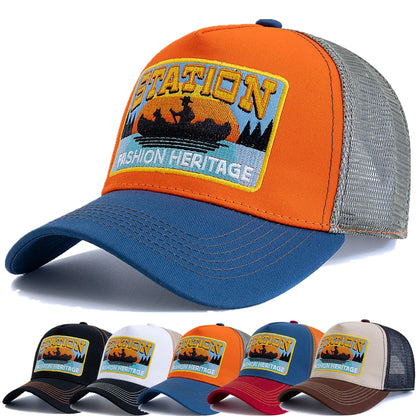 New Style Summer Fishing Cap Breathable Mesh Trucker Hat Men Women Fisherman Embroidered Design Snapback Hat Outdoor Fishing