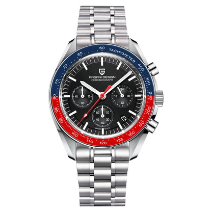 PAGANI DESIGN ‘New Moon’ Men’s Watch – Luxury quartz watch, chronograph, sapphire crystal with anti-reflective coating, ceramic bezel, luminescent hands