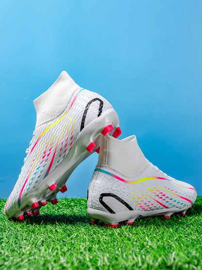 Chaussures de football pour adultes, adaptées à de multiples terrains, avec crampons AG FG, tissu en PU respirant, semelles antidérapantes en TPU, idéales pour l'entraînement et les petits tournois sur gazon.