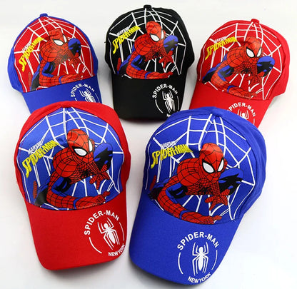 Marvel Anime Figure Spider-Man Cartoon Baseball Cap Cotton Polyester Peaked Cap Boy Girl Headwear Accessories Kids Birthday Gift