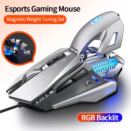 Vezetékes RGB háttérvilágítású e-sport gaming egér, 200-7200 DPI között állítható, USB-kábeles PC-hez, laptophoz és FPS-játékokhoz