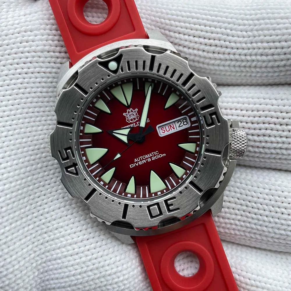 STEELDIVE SD1984 New Arrival 42.2MM M onster 200M Waterproof NH36 Day Function Sapphire Glass Automatic Movement Steel Bracelet