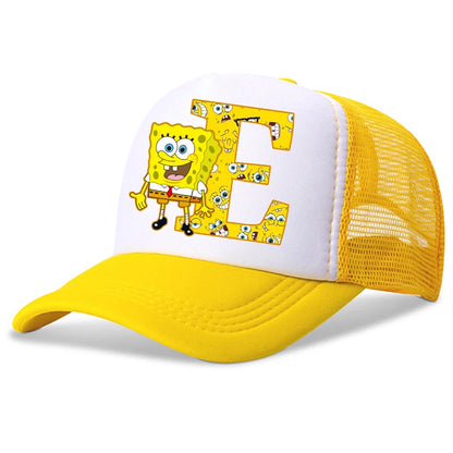 New Spongebob Children Baseball Caps Kawaii Cartoon Letter Printed Hat Kids Casual Sun Hat Adjustable Peaked Cap Birthday Gifts
