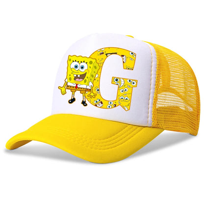 New Spongebob Children Baseball Caps Kawaii Cartoon Letter Printed Hat Kids Casual Sun Hat Adjustable Peaked Cap Birthday Gifts