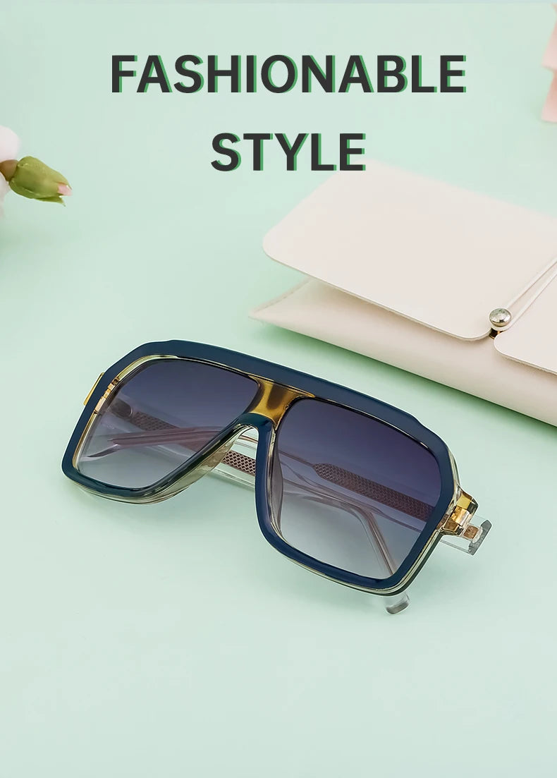 Classic Oversized Square Sunglasses Men 2026 Luxury Brand Trendy Metal Big Frame Goggles Eyewear Stylish Sun Glasses For Ladies