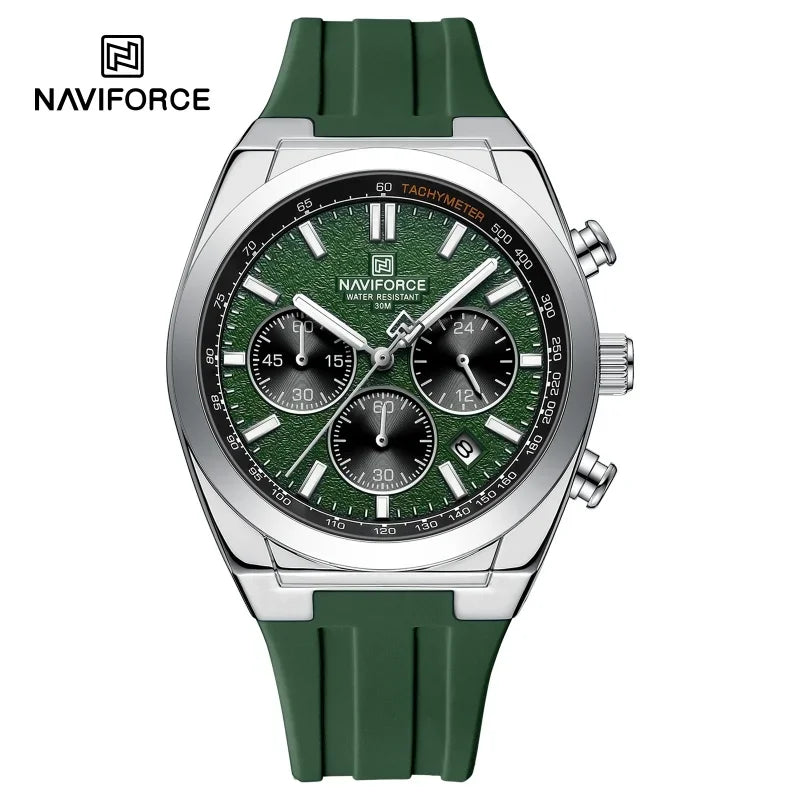 Ceas de mână pentru bărbați NAVIFORCE – Stil luxos și sportiv, mecanism cu cuarț, afișaj 24 de ore, fereastră pentru dată, cronograf, rezistent la apă – Idei de cadouri pentru bărbați
