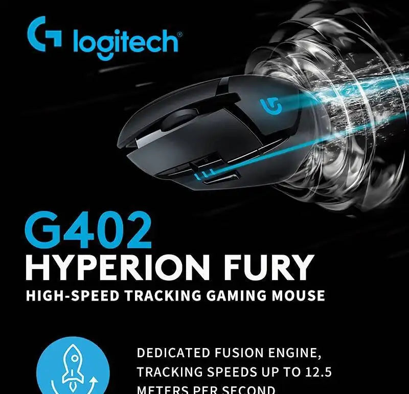 Logitech G402 Gaming Mouse Fusion Engine Tech 4 DPI Settings 32-Bit Processor Anti-Slip for Professional Competitive Gaming