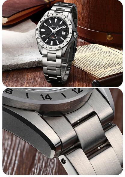 ADDIESDIVE GMT Men Quartz Watch Sapphire Crystal Swiss Ronda 515-24H Dual Time BGW9 Super Luminous 20Bar Waterproof Diver Watch