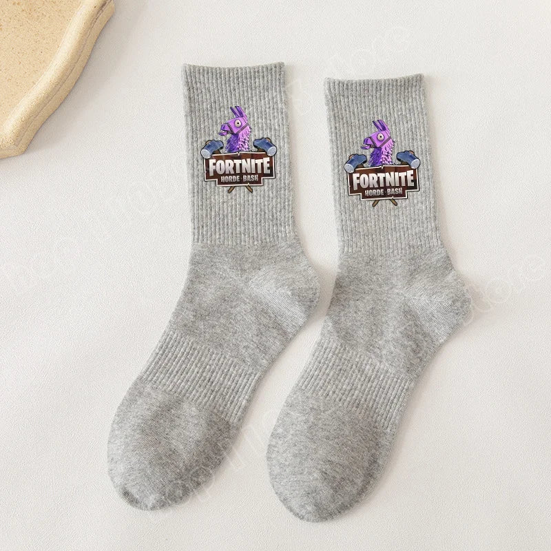 Fortnite Socks Cartoon Game Character Long Sock for Kids tudents in Spring and Autumn Solid Color Cotton Socks Birthday Gifts