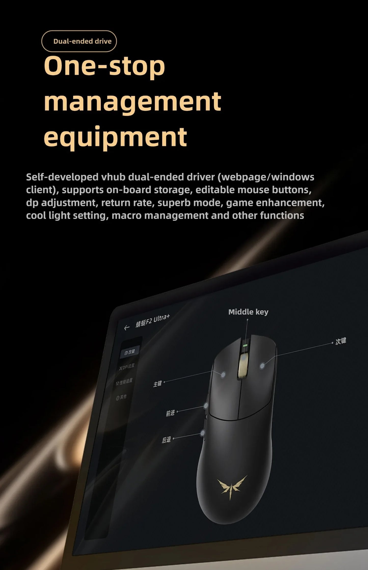 VGN Dragonfly F2 ProMax/Ultra Esports Gaming Mouse 42000DPI 0.125ms For Csgo Latency Wired/Wireless Dual 8K 3-mode PAW3395/3950