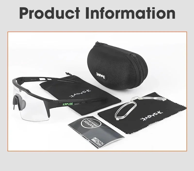 Kapvoe Photochromic Cycling Sunglasses Men Glasses Fashion Mountain Bicycle Outdoor Road Riding Goggles Eyewear Sports MTB Bike