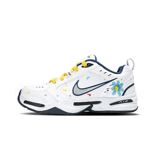 Specialfremstillede sneakers Nike Air Monarch 4 Crushed Ice Blue Floral Ink Splatter herre-løbesko med lavt skaft