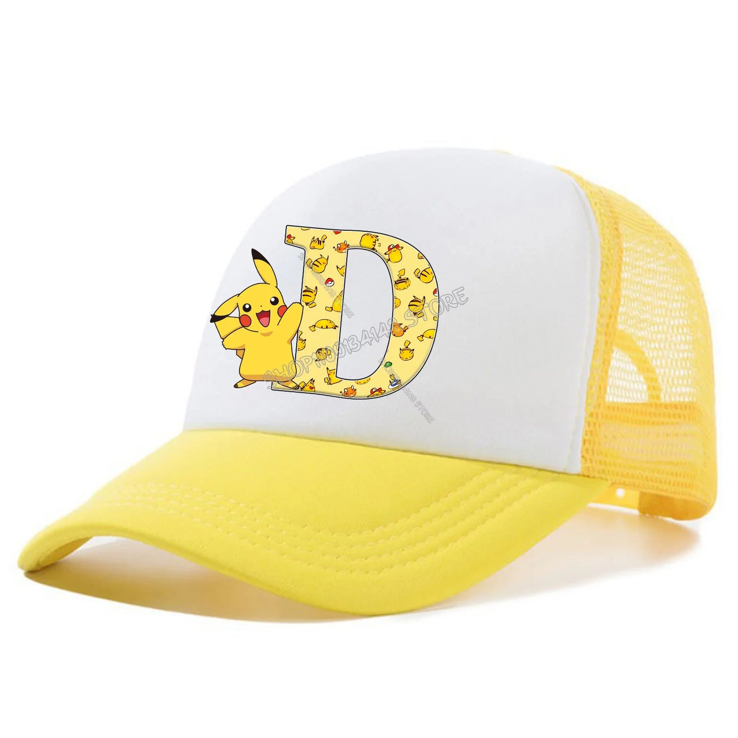Pokemon Pikachu Peaked Cap Cartoon A-Z Letter Baseball Caps Fashion Summer Breathable Mesh Hat Parent-child Hat Peacoat Kid Gift