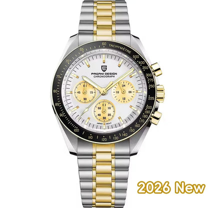 2026 New PAGANI DESIGN Golden Moon Mens Watches Luxury Quartz Watch Men Speed Sports Chronograph Man AR Sapphire Waterproof Gift