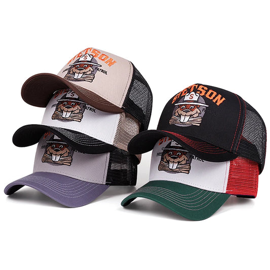 2025 Fashion Cartoon New Truck Hat STETSON Groundhog Net Hat Street Hip Hop Hat Outdoor Sports Sunshade Hat Baseball Hat Unisex