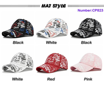 Trendige Unisex-Baseballkappe mit Graffiti-Print – Bunte, bemalte Schirmkappe
