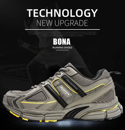 BONA 2023 New Designers Light Running Jogging Mesh Shoes Breathable Comfortable Men Sneakers Casual Outdoor Sport Shoes Man Mesh