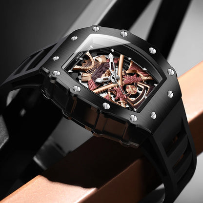 ONOLA Luxury Men Automatic Mechanical Watch Waterproof Watch Luminous Barrel Shape Military Sports Wristwatch Relogios Masculino