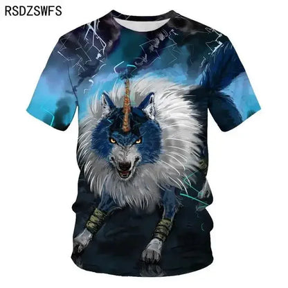 3D Fierce Animal Printed Men's Clothing Casual Fashion Wolf Pattern Short Sleeve Pullover Outdoor Daily Trend T-shirts For Men