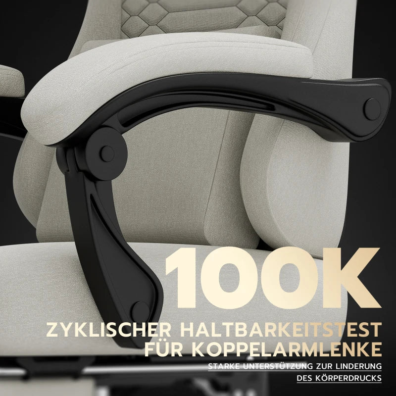Ergonomic Gaming Chair Fabric Office Chair with Footrest, 360° Swivel Adjustable Desk Chair, Comfortable Racing Style Computer Chair