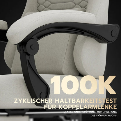 Ergonomic Gaming Chair Fabric Office Chair with Footrest, 360° Swivel Adjustable Desk Chair, Comfortable Racing Style Computer Chair