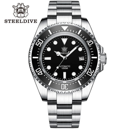 SD1964 STEELDIVE 1000M Waterproof 45.4MM Big Water Ghost Watch For Men Super BGW9 Blue Luminous Dive Watch with Valve
