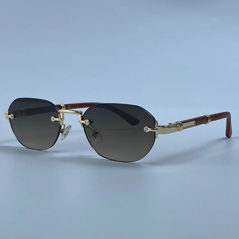 Square Rimless Punk Sunglasses Men 2026 Luxury Designer Vintage Small Frameless Sun Glasses Male Eyewear Hip Hop Outdoor Shades