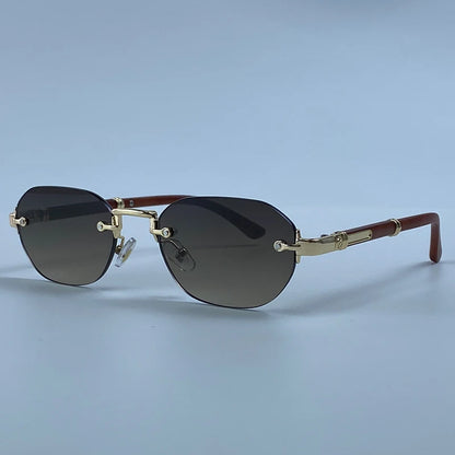 Square Rimless Punk Sunglasses Men 2026 Luxury Designer Vintage Small Frameless Sun Glasses Male Eyewear Hip Hop Outdoor Shades