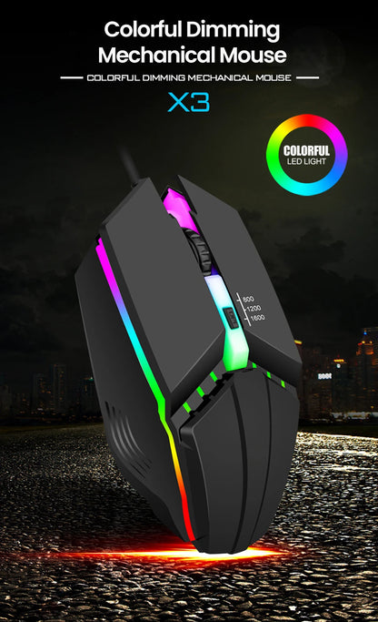RGB Wired BackLight Mute USB Mice USB Wired Gaming Mouse for Desktop PC Notebook Computer Home Office LED Luminous 1600DPI