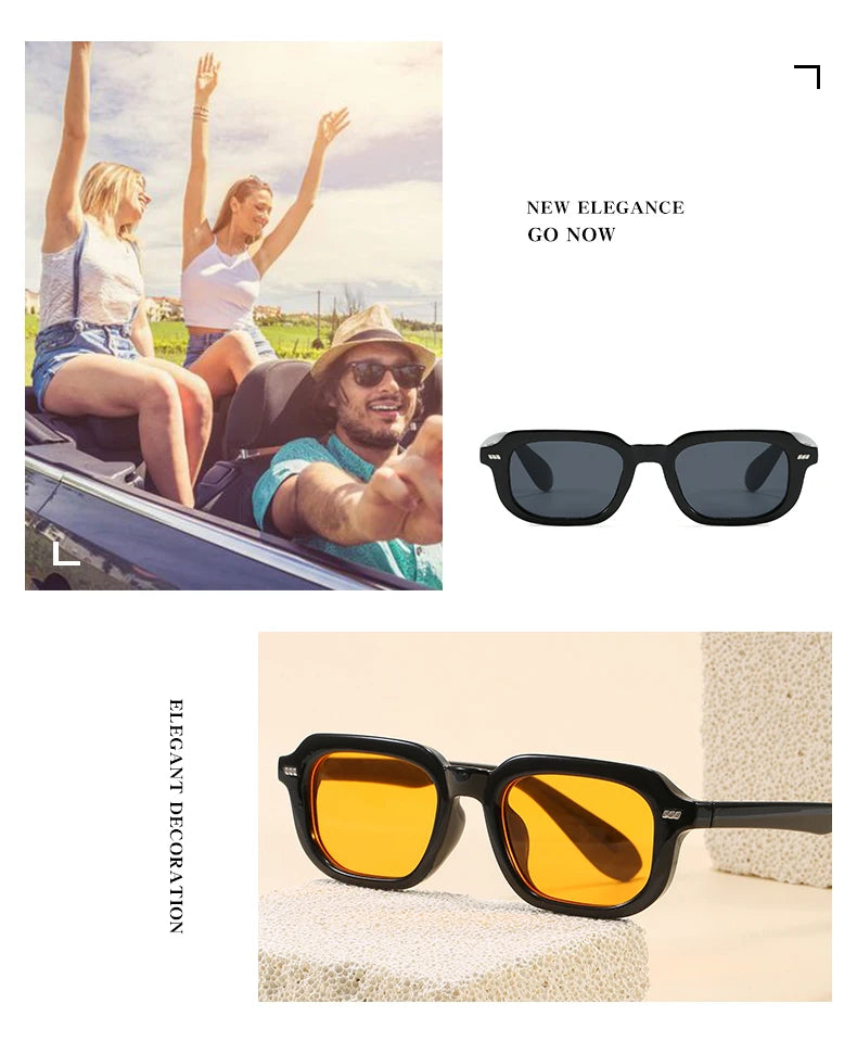 2pcs Fashion Small Square Women Luxury Brand Sunglasses Retro Designer Men Trending Multi Color Sun Glasses Shades UV400