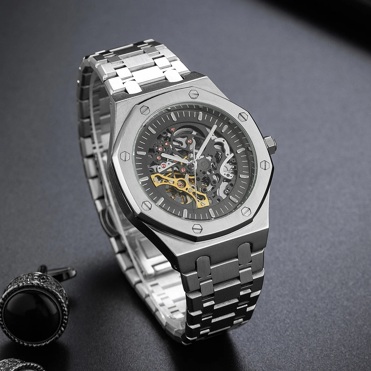 Classic Automatic Mechanical Luxury Watch MenTop Brand Stainless Steel Watches Luminous Waterproof Watch for Men Feice Skeleton