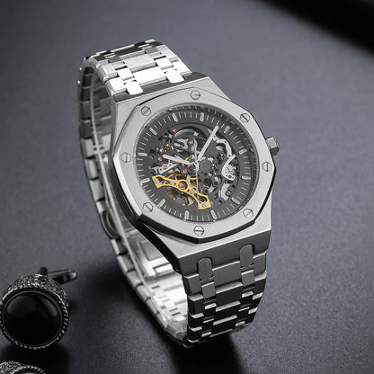 Classic Automatic Mechanical Luxury Watch MenTop Brand Stainless Steel Watches Luminous Waterproof Watch for Men Feice Skeleton