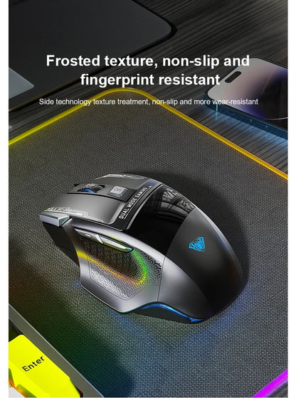 AULA SC550 bežični gaming miš, dvostruki način rada, punjivi svjetleći mehanički gaming miš za stolno/prijenosno računalo, e-sports USB miš
