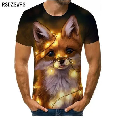 3D Fierce Animal Printed Men's Clothing Casual Fashion Wolf Pattern Short Sleeve Pullover Outdoor Daily Trend T-shirts For Men