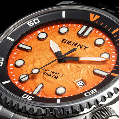 BERNY Diver Automatic Watches Men's Luxury Sapphire 316L Stainless Steel Mechanical Watch 42MM 200M Waterproof Diving Men's Watch