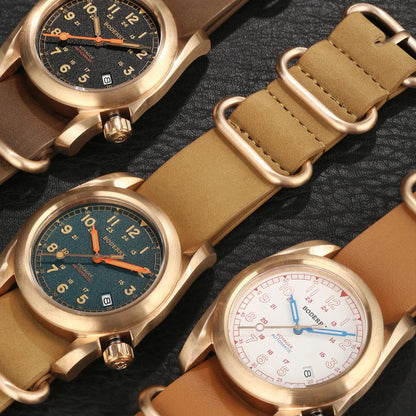Boderry Field Watches Bronze Case Automatic Mechanical VOYAGER Watch Men's 100M Waterproof Clock Military Top Brand Wristwatch