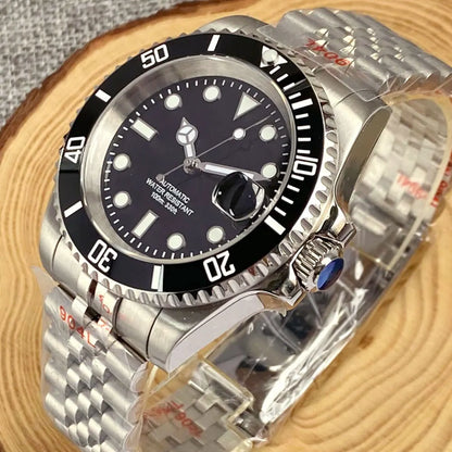 Reloj automático para hombre Miyota8215 resistente al agua 200m, reloj de buceo 40mm, movimiento mecánico, luminoso, correa Jubilee y hebilla Glide Lock