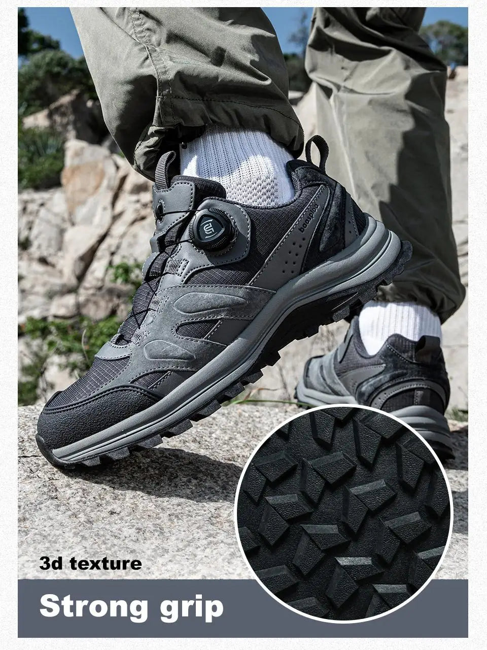 Zapatillas de senderismo para hombre Baasploa: antideslizantes, resistentes al desgaste, para escalada y senderismo al aire libre; con interior de algodón para mayor comodidad; zapatillas deportivas para actividades al aire libre.
