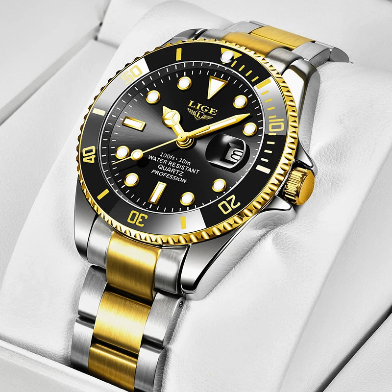 Montre pour homme LIGE – Chronographe à quartz, étanche, style décontracté et professionnel, accessoire de mode de luxe d'une grande marque.