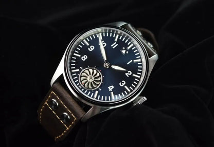 Hruodland 2025 Novo Relógio Mecânico para Homem Seagull ST3620 Piloto Retro 43MM BGW-9 Luminoso Cristal de Safira Turbina Relógio de Homem